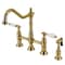 Kingston Brass Bridge Kitchen Faucet with Brass Sprayer, Brushed Brass KS1277WLLBS - alternate 1